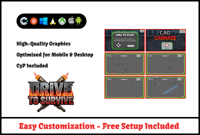 Drive to Survive - Construct 3 Game (HTML5, AdMob, C3P) main cover image